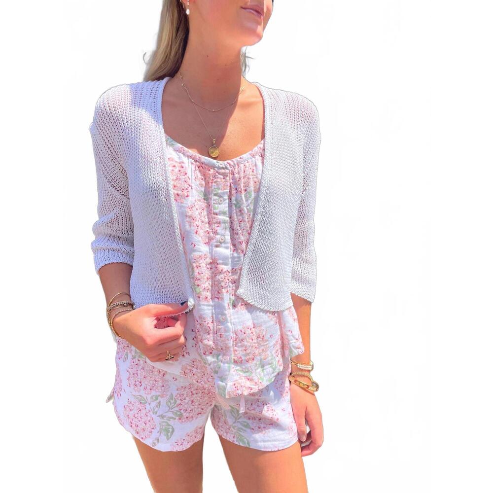 NEW FORTE FORTE gummy organic cotton blend rib knit cardigan in white